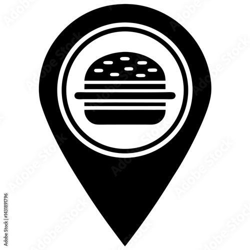 Fast food hamburger icon vector illustration on a square button, a symbol of a delicious meat and cheese meal
