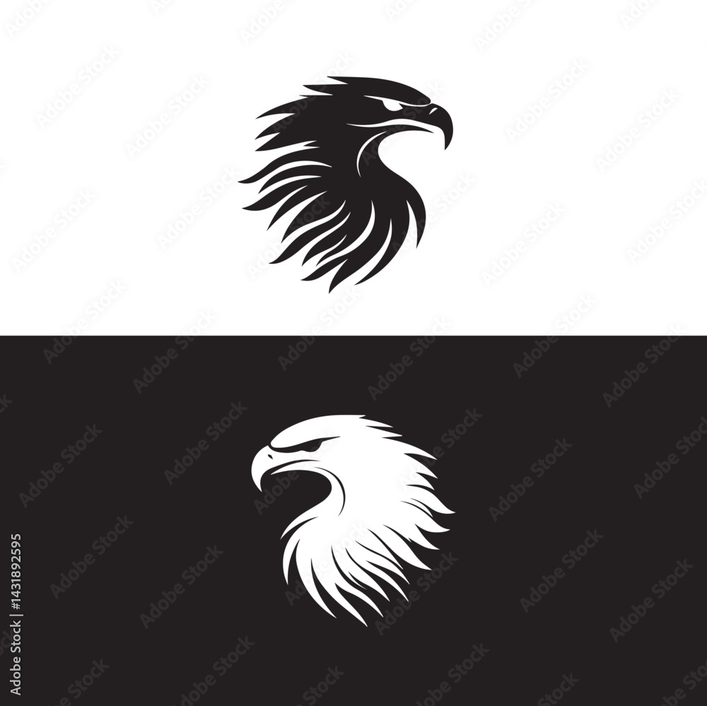 Fototapeta premium Eagle Feather Icon Set – Bold Bird Emblems in Minimalist Style