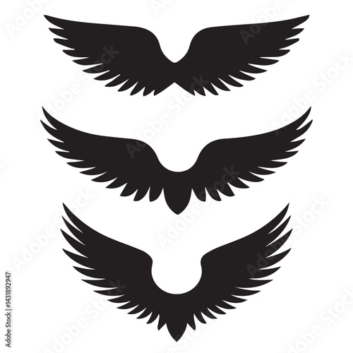 Minimalist Wings Vector Set – Elegant Open Wing Silhouettes
