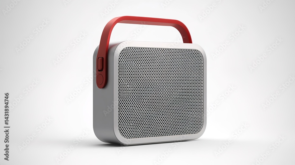Modern Portable Bluetooth Speaker with Red Handle and Stylish Design for Music Modern Portable Bluetooth Speaker with Red Handle and Stylish Design for Music