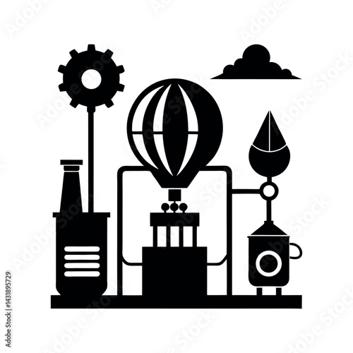 Hot Air Rework Station Black Vector Silhouette Top View