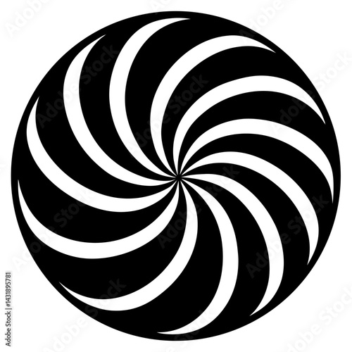 Fototapeta Naklejka Na Ścianę i Meble -  Hypnotic black and white spiral pattern illustration with a 3D tunnel illusion design