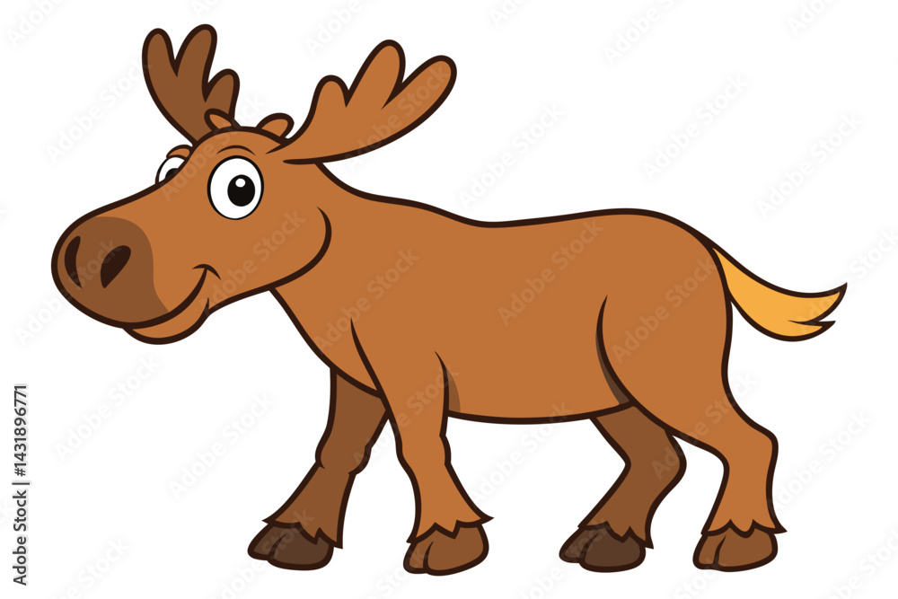Fototapeta premium Moose Walking Illustration on White Background