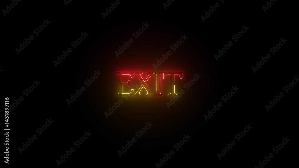 neon EXIT text animation with black background. Exit neon sign motion graphic with alpha channel.Exit Neon Neon Text advertisement promo animation video with dark background . High-quality 4K footage