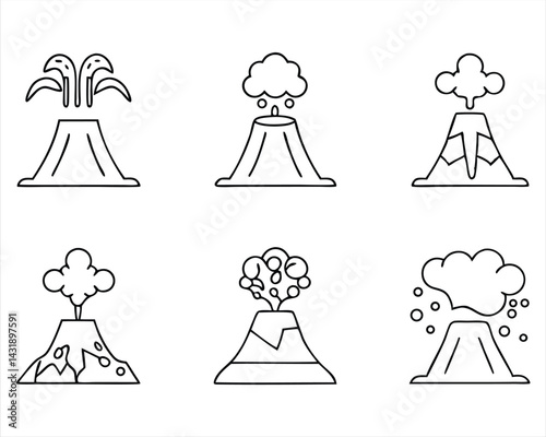 Volcano icon set