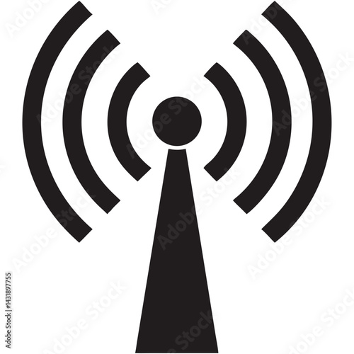 A powerful signal connecting the world, a bold black icon against a stark white background.