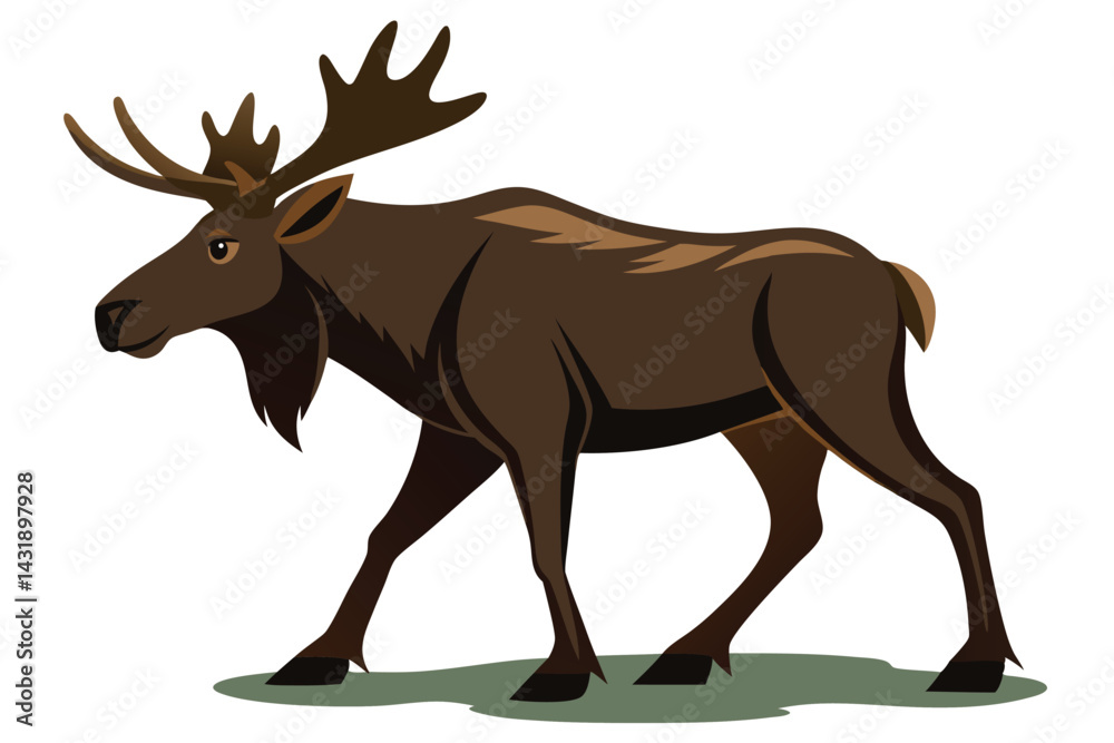 Obraz premium Moose Walking Illustration on White Background