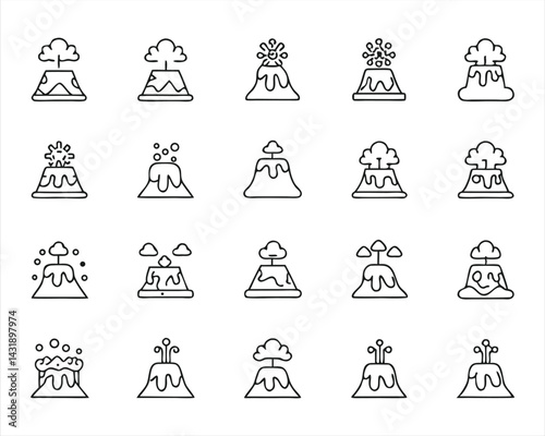 Volcano icon set