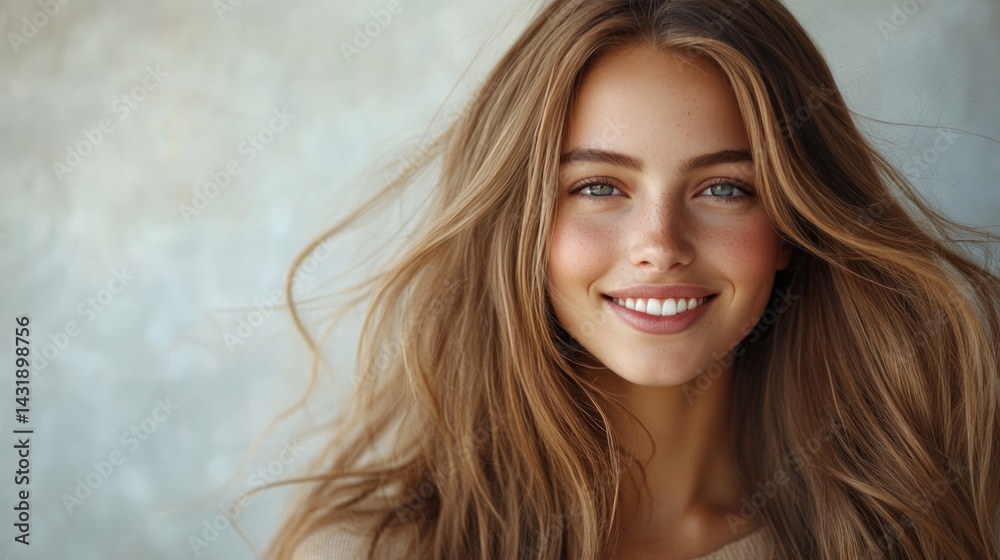 Fototapeta premium Smiling woman with healthy, long hair