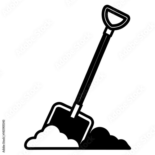 The isolated black metal shovel, a key tool for success, represents the power and technology of modern equipment