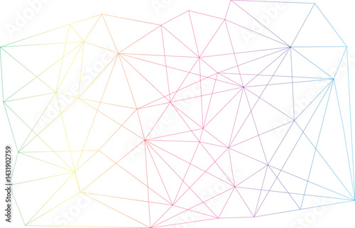 Abstract geometrical connected lines of rainbow colour