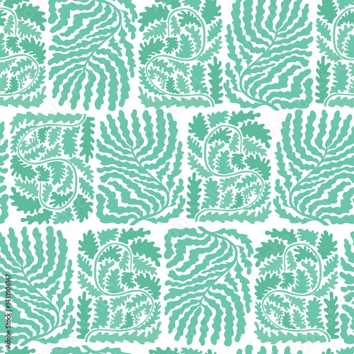 Abstract green floral elements, branches with leaves seamless pattern for wallpaper, wrapping paper, textile prints, scrapbooking, stationery, etc. EPS 10