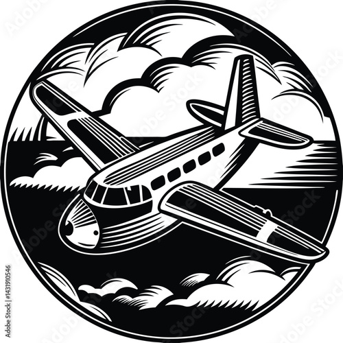 Plane Silhouette Black Vector | Aircraft Travel Design
