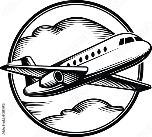 Plane Silhouette Black Vector | Aircraft Travel Design