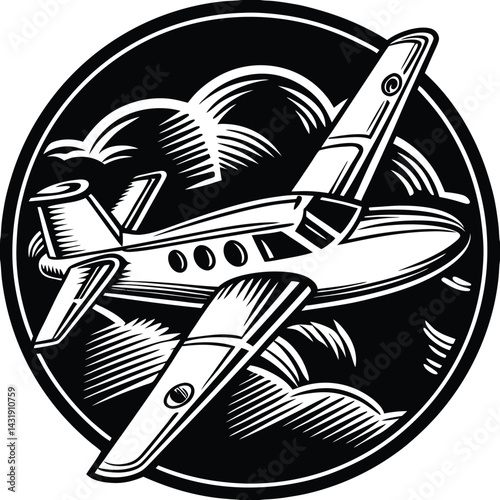 Plane Silhouette Black Vector | Aircraft Travel Design