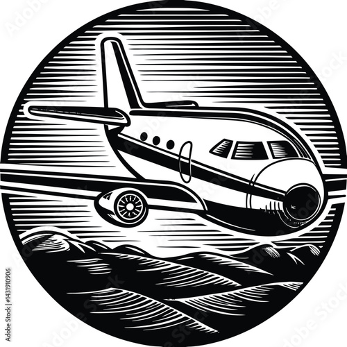 Plane Silhouette Black Vector | Aircraft Travel Design