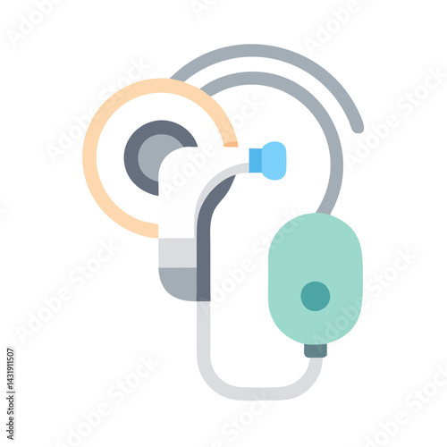 Modern hearing aid isolated on black background vector illustration
