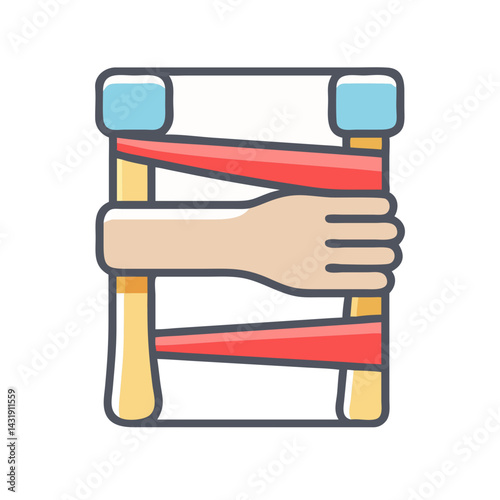 Arm Immobilized with Elastic Bandage for Medical Treatment