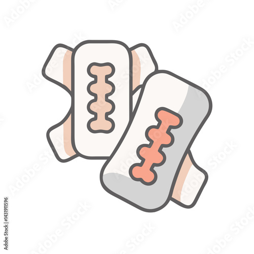 Feminine hygiene pads, menstrual cycle, menstruation supplies icon