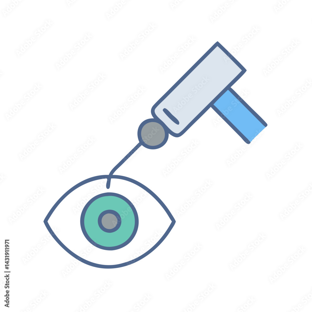 Eye examination with tonometer on black background illustration Eye examination with tonometer on black background illustration