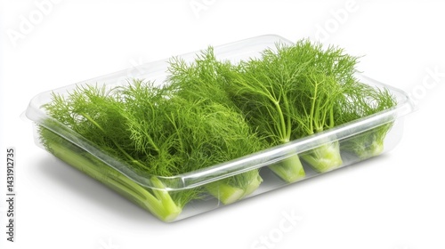 Fresh Fennel Bulbs in Clear Plastic Container. Generative AI