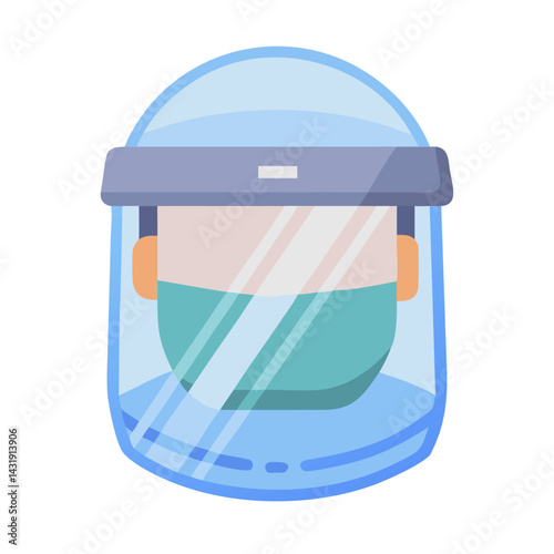 Person with face shield and mask vector illustration