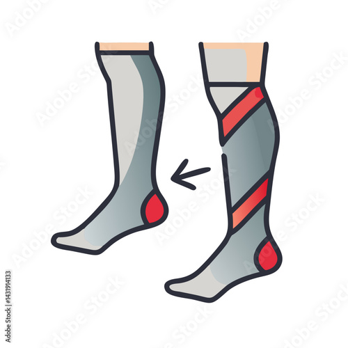 Compression socks, medical recovery, circulation and support illustration