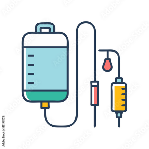 IV Drip Illustration, Medical Treatment, Vector Design