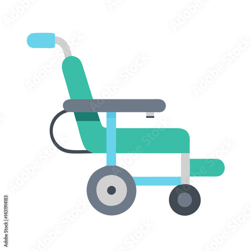 Teal Wheelchair Illustration: Disability Access, Mobility Aid, Healthcare