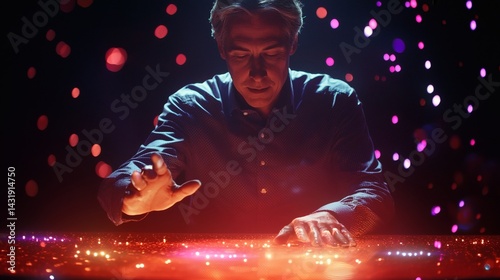 94. Game show with blinking lights and holographic questions