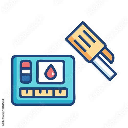 Blood Sugar Meter Icon with Lance Device Isolated