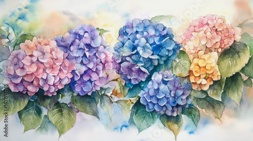 Wallpaper Mural Elegant wedding invitation card background . Minimal hand painted watercolor Hydrangea flowers texture template background. Design for wedding, vip cover, poster, rsvp moderncard.Valentine's Day Torontodigital.ca