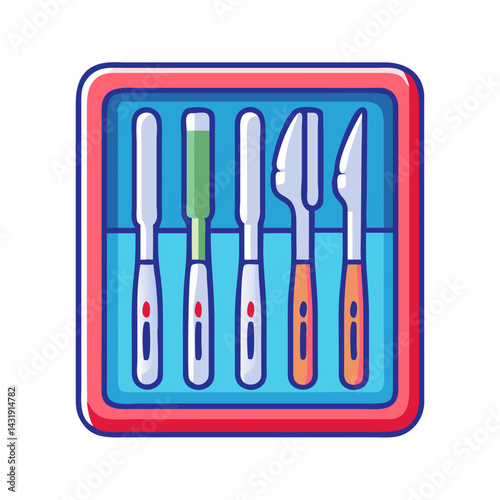 Surgical Tools Kit Vector Illustration, Medical Instrument Icon
