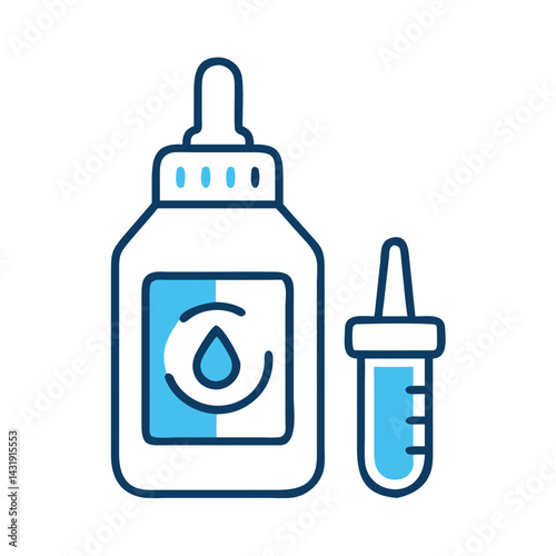 Eye drops bottle and vial line art illustration
