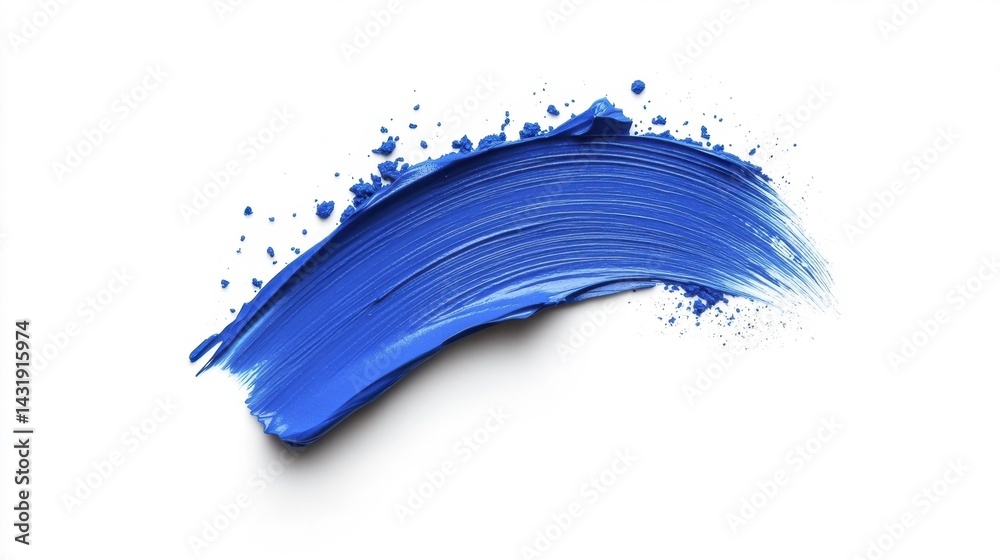 Deep Blue Brush Stroke Isolated on White Background. Generative AI