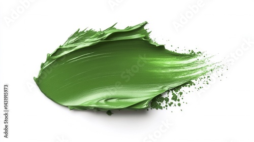 Deep Green Brush Stroke on Isolated White Background. Generative AI