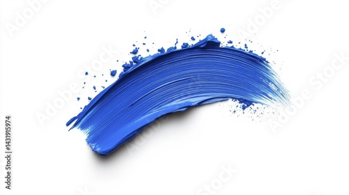 Obraz na płótnie Deep Blue Brush Stroke Isolated on White Background. Generative AI w salonie