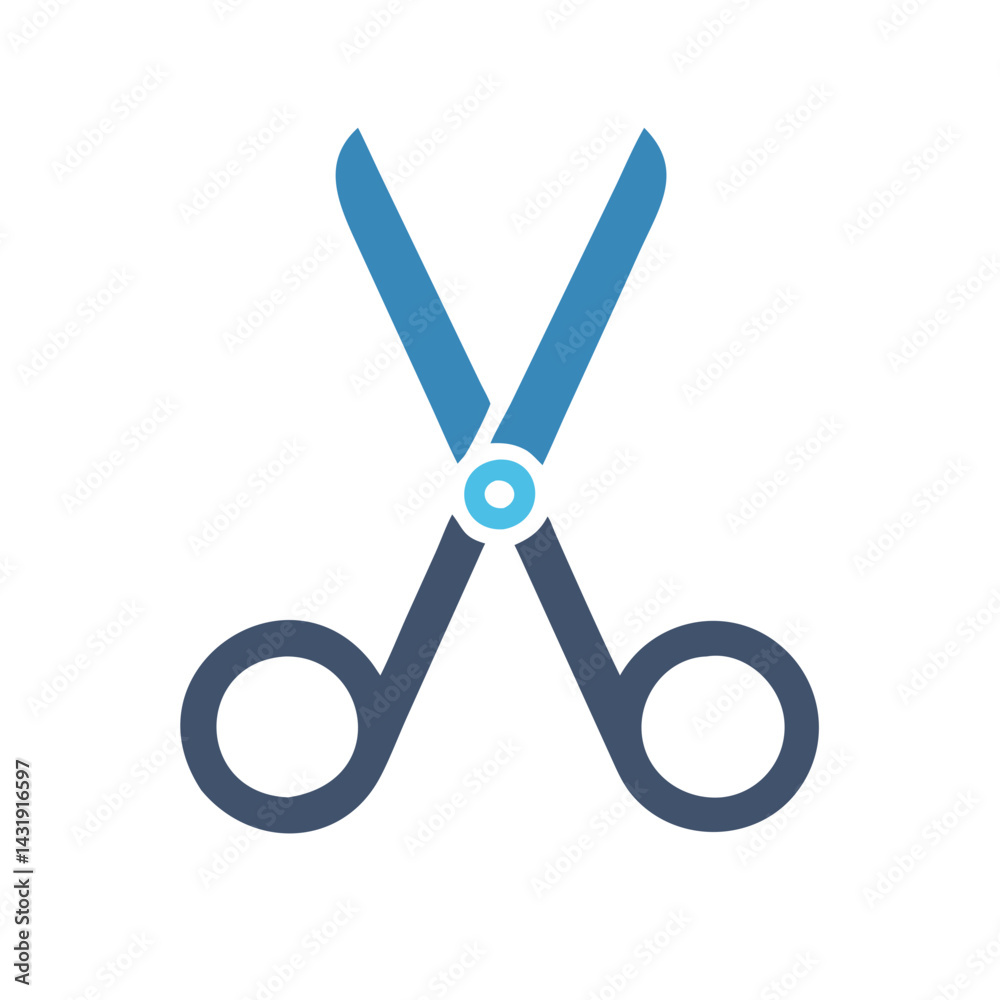 Modern Blue Scissors Icon on Black Background Vector Modern Blue Scissors Icon on Black Background Vector