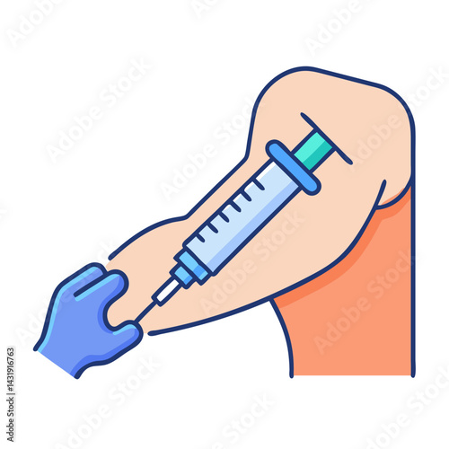 Vaccination illustration: Doctor administering vaccine with a syringe.