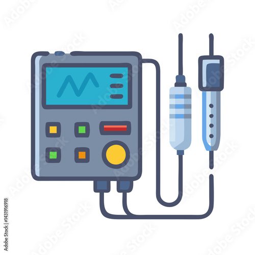 Icon of oscilloscope and probes for circuit testing