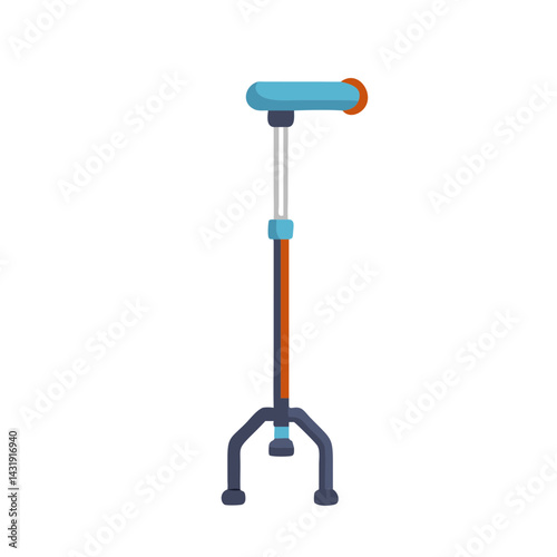 Quad Cane Illustration on Black Background for Accessibility