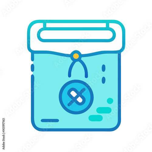 Chemical analysis laboratory icon in blue and cyan