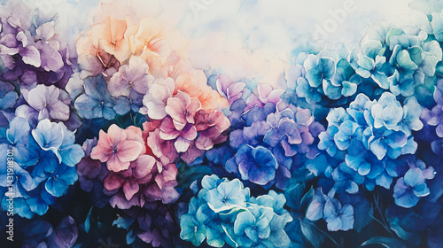 Wallpaper Mural Elegant wedding invitation card background . Minimal hand painted watercolor Hydrangea flowers texture template background. Design for wedding, vip cover, poster, rsvp moderncard.Valentine's Day Torontodigital.ca