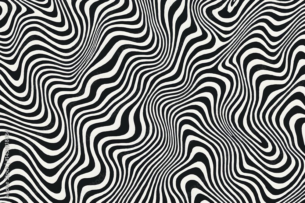 Abstract black and white wavy pattern design. Abstract black and white wavy pattern design.