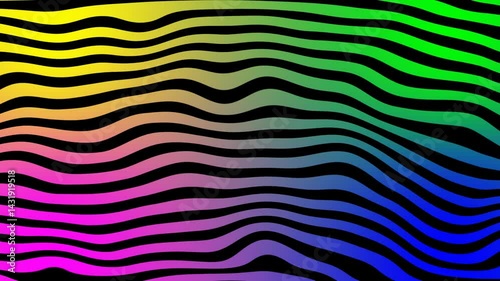 Trippy psychedelic colorful rainbow liquid pattern, seamless, wave texture wallpaper, line water decoration, sea art backdrop, ornament video. 4K seamless looping footage