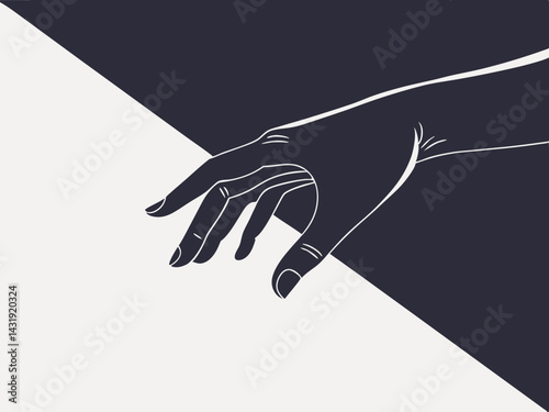 part of the hand that reaches down concept. golden hands. helping hand. idea of ​​salvation. lend a hand to a friend. rendering assistance. husband for an hour. silhouette of a hand in vector style