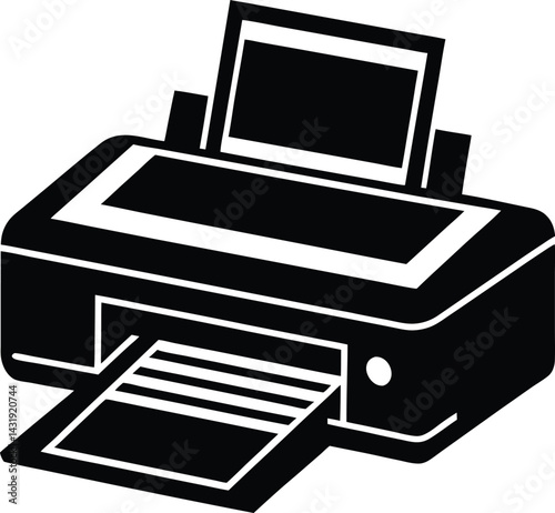 Printer Machine Silhouette Black Vector