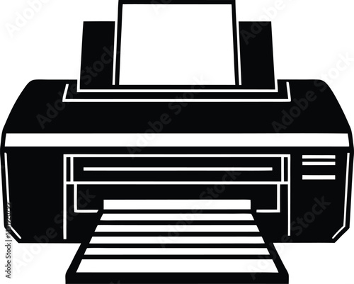 Printer Machine Silhouette Black Vector