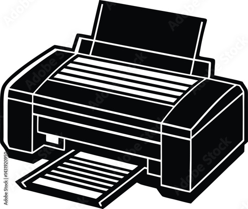 Printer Machine Silhouette Black Vector