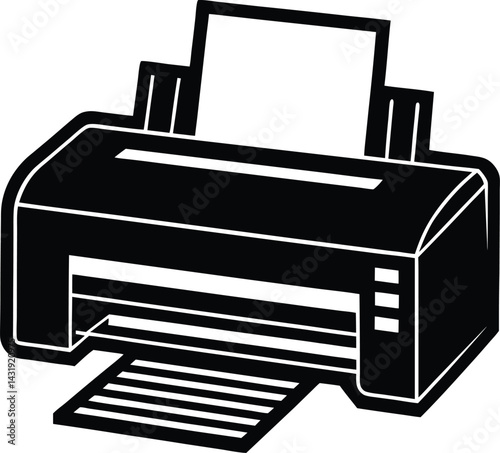 Printer Machine Silhouette Black Vector